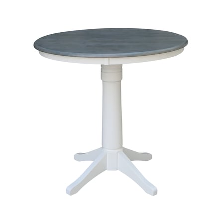 International Concepts Round 36 in Rd Top Ped Table, Counter Ht, White/Heather Gray, 36 in W, 36 in L, 35.9 in H, Wood K05-36RT-27B-6B